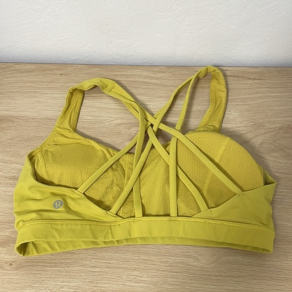 Lululemon Free To Be Serene Sports Bra Size 8 Yellow Green Color - Picture 2 of 4